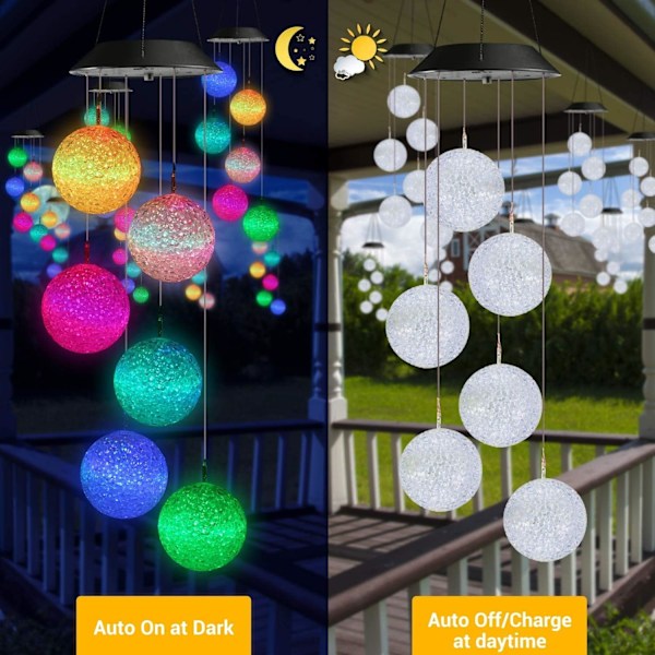 Ulkokäyttöön tarkoitetut tuulikellot, LED-pallo aurinkotuulikellot-X71-