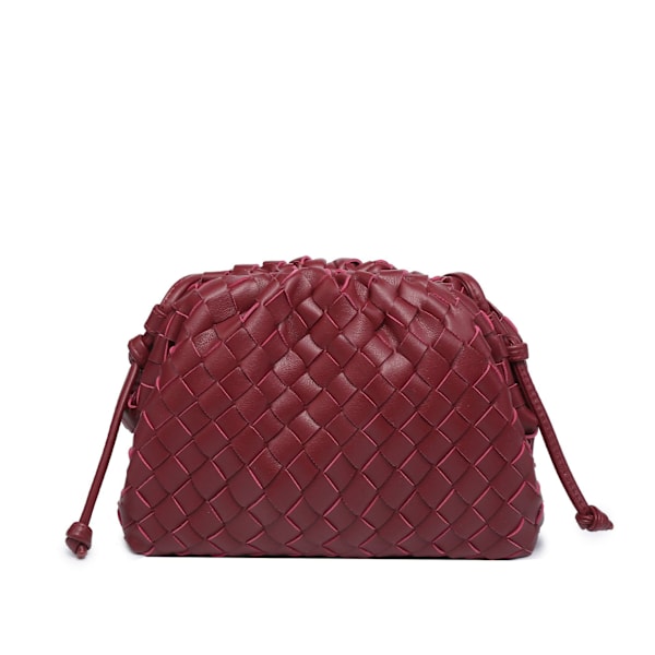 Molnrygsæk 2024 ny stil taske damer ko læder krøllet dumpling taske damer håndtaske skuldertaske MJ51 Vinrød Wine red 22*9*14cm