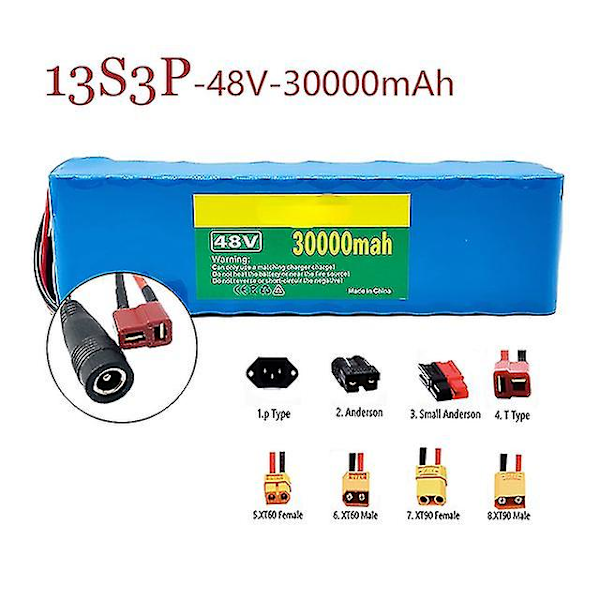 13s3p 48v 30ah 1000w 30000mah Litium-ion batteri, E-cykel Elcykel Scooter med BMS Gult