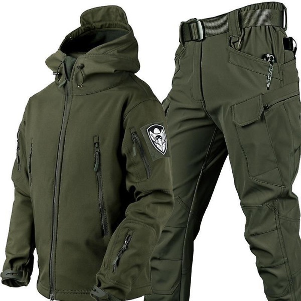 Hösten och vintern Soft Shell Hajskinn varm kostym män och kvinnor med samma utomhuskläder Special Forces kamouflage träningskläder green XL