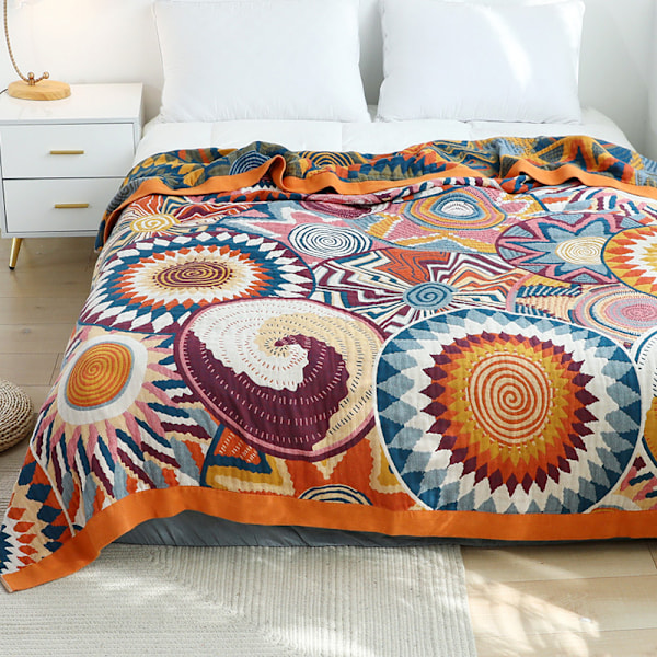 Boheemi tyylinen viltti - 150 x 200 cm - Kuviollinen - Kudottua puuvillaa - Käännettävä - TV:n katseluun - FQ2-