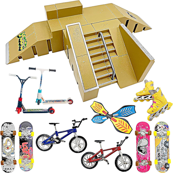 16-osainen Sormilauta Ramp-setti Skatepark-tarvikkeilla: Skeitti, Ramppi, Scooter, Luistelu ja Pyörä
