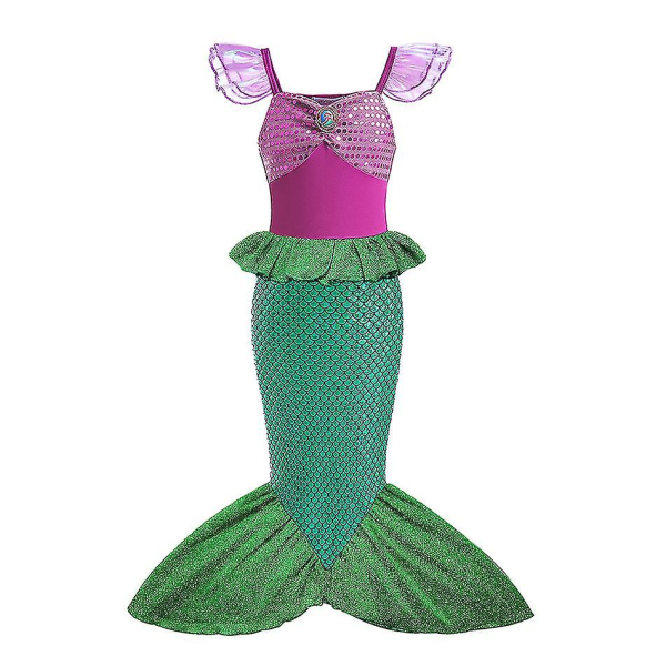 Lilla sjöjungfrun Ariel Prinsessan Kostym Barnklänning För tjejer Cosplay Barn Karneval Födelsedagsfest Kläder Sjöjungfruklänning 5T(size 120) Mermaid5