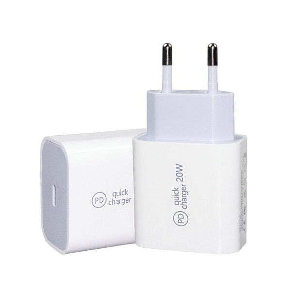 Hurtiglader for iPhone 11/12/13 USB-C PD 20W Hvit