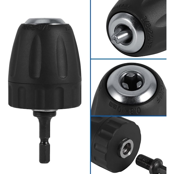 Spännhylsa, 0,8-10 mm 3/8\" Nyckellös Chuckhållare med 1/4\" Hex-fäste -X71-