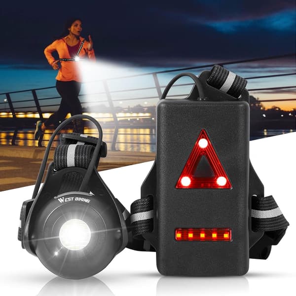 Running Night Light, USB Rechargeable Chest Light, 90° Adjustable Beam Angle, with Reflective Strip, Suitable for Runners.