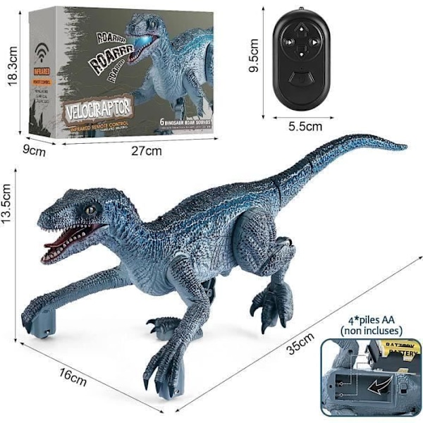 Fjernstyrt Dinosaur Dinosaur Leke Radiostyrt Robot Dinosaurie med Kontroller Gave til Barn Gutter 3 4 5 6+ år