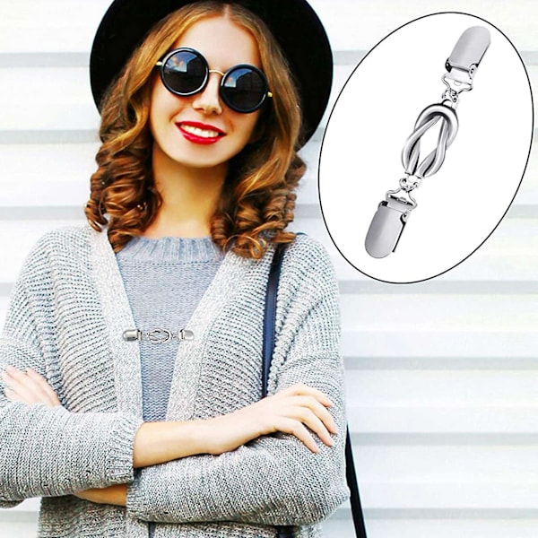 4 deler Vintage Genser Sjal Klips Retro Cardigan Klips
