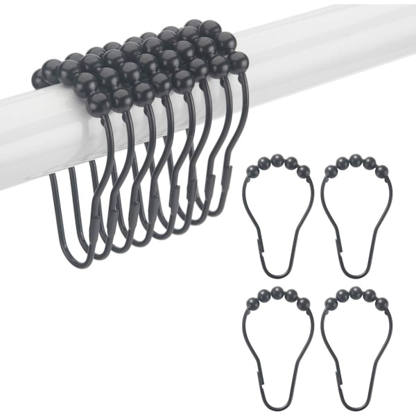 Duschdraperiringar, rostbeständiga duschdraperikrokar i metall -X71-