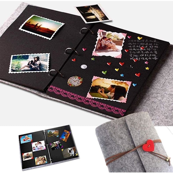 Scrapbook Fotoalbum, Vintage DIY Fotoalbum Filt Fotoalbum