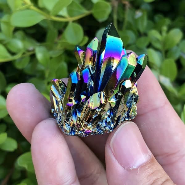 Natural Quartz Crystal Titanium Coated Rainbow Stone 150g