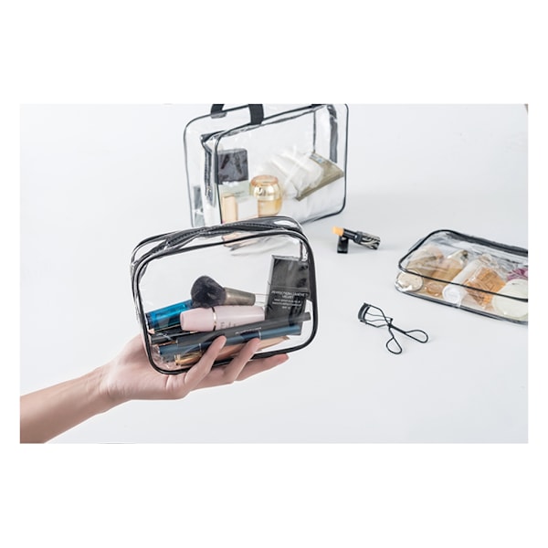 3-pack Genomskinlig Transparent Necessär Sminkväska