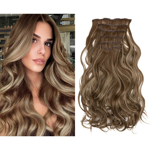 Clip in extensions hårforlengelser 7 deler syntetiske Parykk hårstykker 2/30