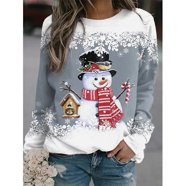 Dame Jul Toppe Snemand Sweatshirts Langærmet Bluse M