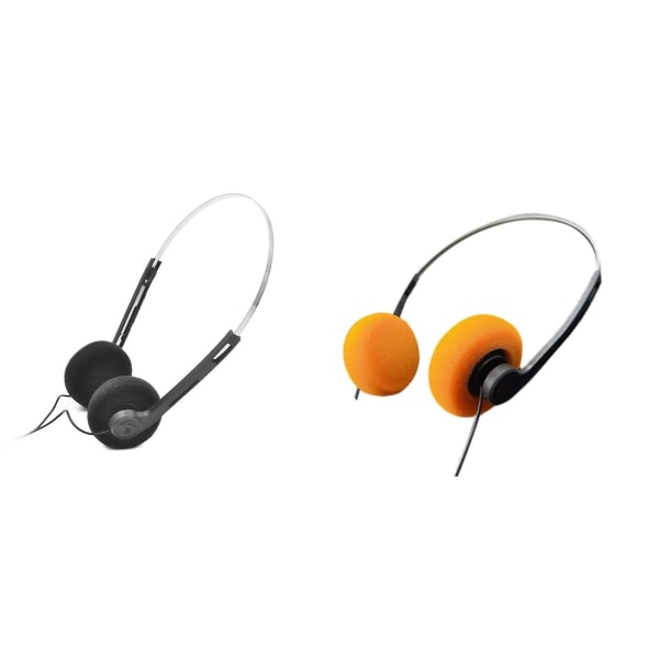 Retro lätta hörlurar, hi-fi stereo hörlurar Headset, retro over-ear hörlurar Orange