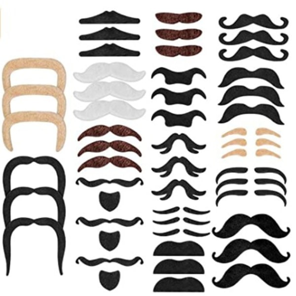 48-pack självhäftande falska mustascher för fester SQBB
