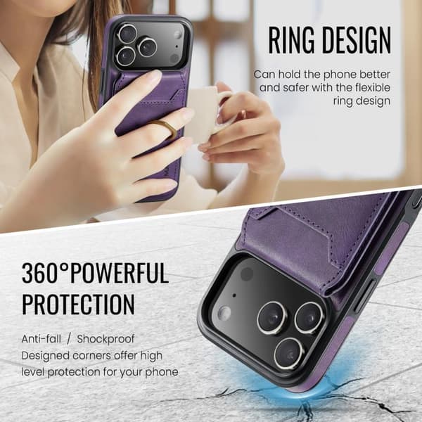 iPhone 17 Pro Case with MAGKING K1 MagSafe Detachable Wallet and RFID Purpur