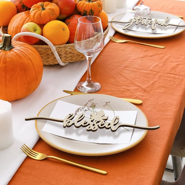 Thanksgiving träskurna kort (8 st) - Hängande tallriksdekorationer