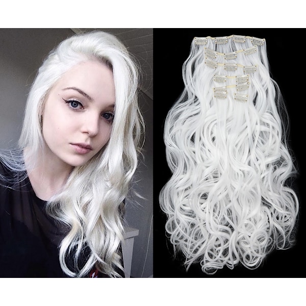 Clip in extensions hårforlengelser 7 deler syntetiske Parykk hårstykker 10T16