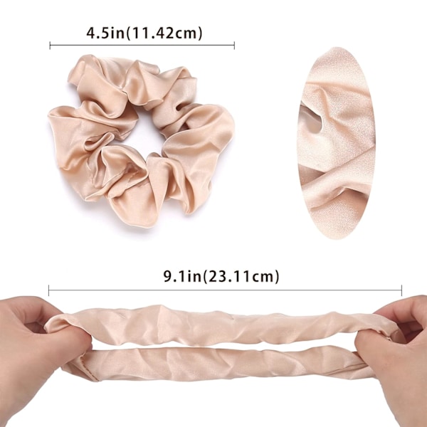 Pakke med 6 hårscrunchies i silke og satin for kvinner, hår