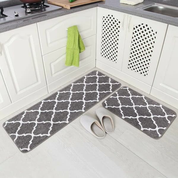 Kitchen mat, machine washable doormat kitchen floor mat (grey) 2 pieces-FQ-