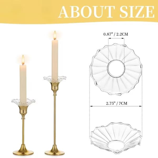 6 STK Glass Bobeches for Lysestaker for Stearinlys