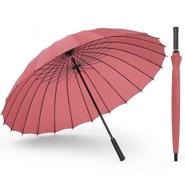 Stick Paraply 24-ribbad paraply Stort förstärkt rakstångsparaply pink