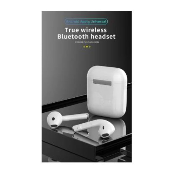 Original i12 Tws Stereo Trådlösa 5.0 Bluetooth In-Ear-Hörlurar med iPhone-fodral (Vit)