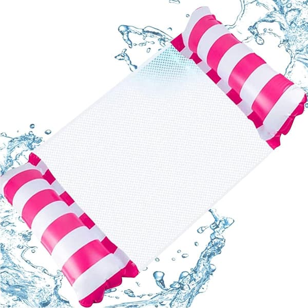 Water Hammock, Inflatable Floating Bed, Pool Lounge Hammock, Inflatable Floating Pool Hammock for Adults Pink