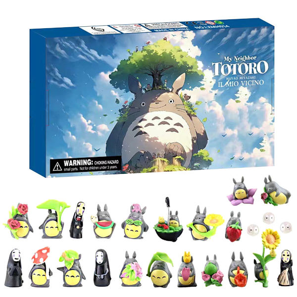 Halloween Dekorativ Min granne Totoro Blind Box Leksak, Halloween Adventskalender med 24 Figurer Presenter