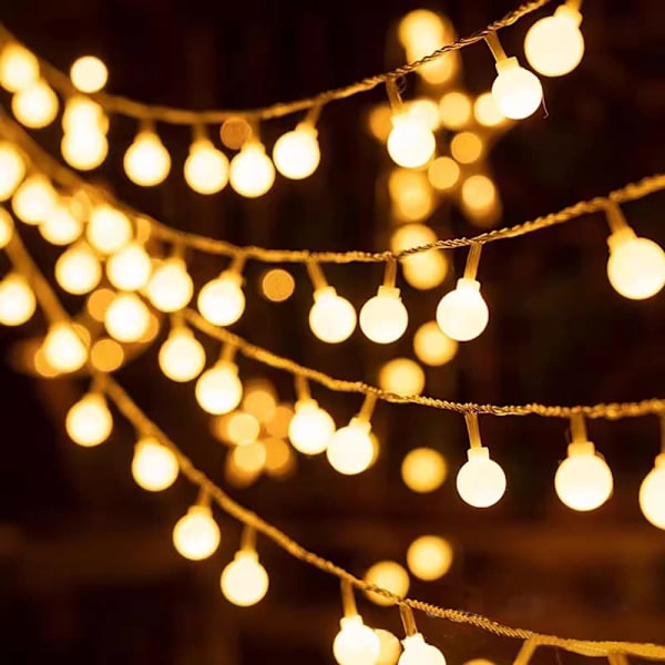 10m 80 LED-pallovaloketju Lämminvalkoinen LED Paristokäyttöinen Ulko- ja sisätilojen koristeluun, Hääjuhliin, Kotiin, Puutarhaan, Festivaaleille, Joulukuuseen