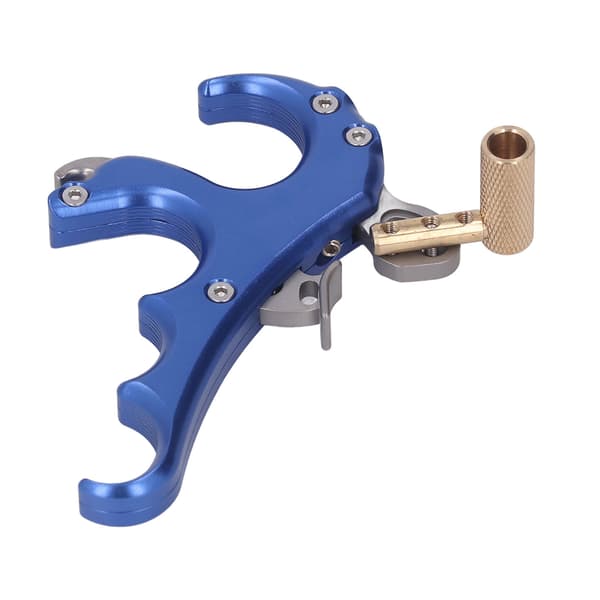 Bow Release Aid Aluminum Alloy Sensitivity Adjustable 4 Fingers Compound Bow Release Aid Blue-FQ-