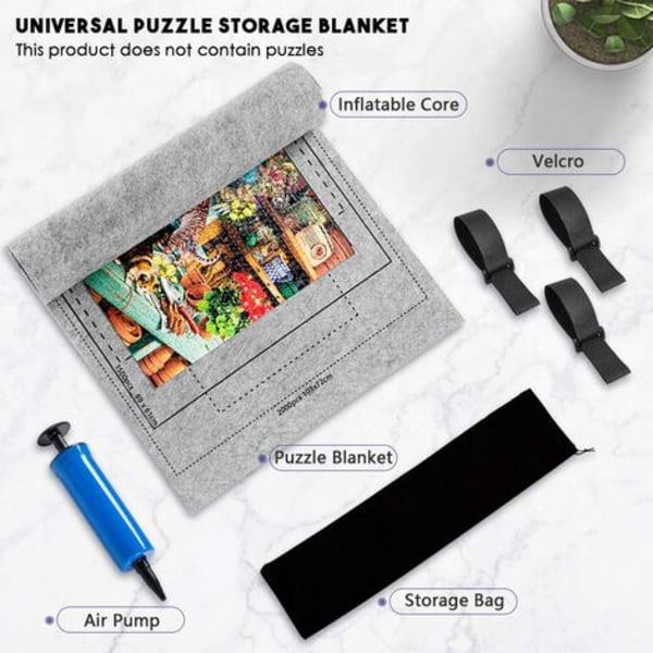 80X118cm pusselmatta, grå hoprullbar filtmatta för upp till 2000 bitar -X71-