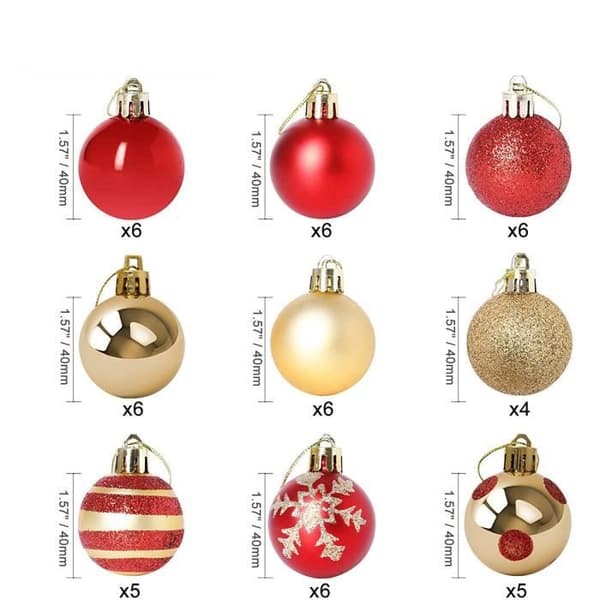 Juletrekuler - 50-pakning - Plast - 4 cm - Knusesikre dekorasjoner