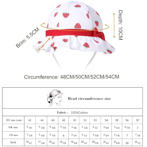 Baby Hat Bomuld Sommerhat Foldbar Solhat (Jordbær)-X71-