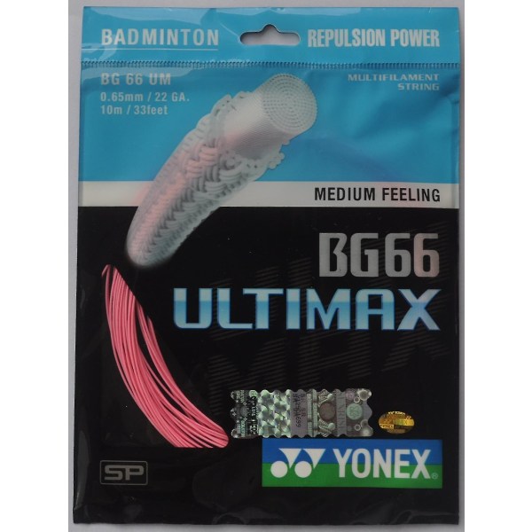 Yonex Badminton String Bg66 Ultimax (0,65 mm) Pink