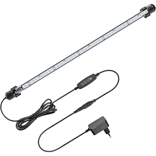 LED akvarielys med timerfunktion, nedsænkelig hvidt og blåt lys, justerbar belysning til akvarium, 4W, 230 lm