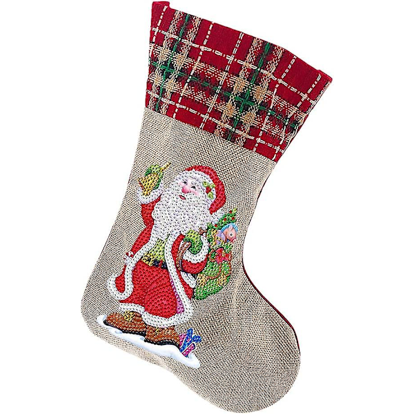 DIY Diamantmålning Julstrumpor, Jultomte, Snögubbe-X71-