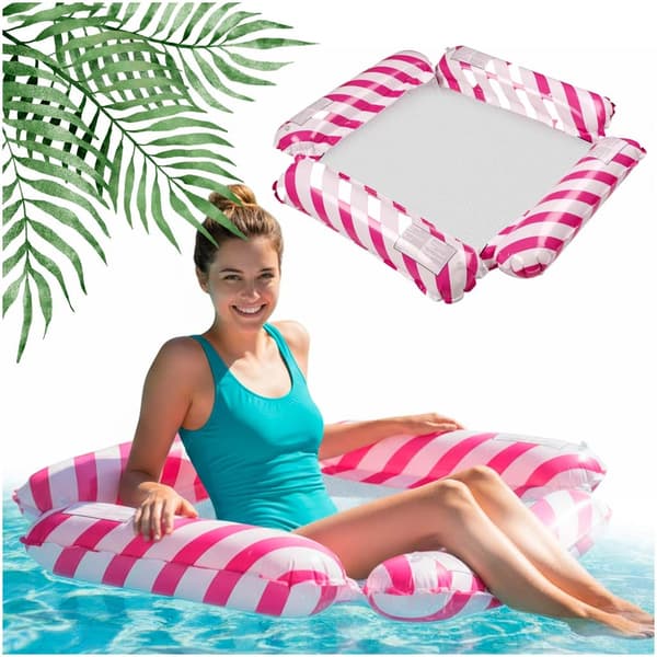 Inflatable Water Hammock 2-in-1 Pool Float Pink/White 100x100 cm 310