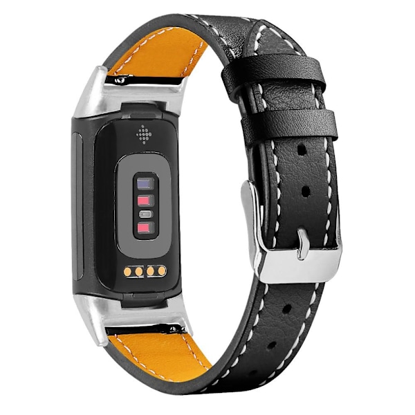 Fitbit Charge 5 armbånd i ekte skinn - Svart