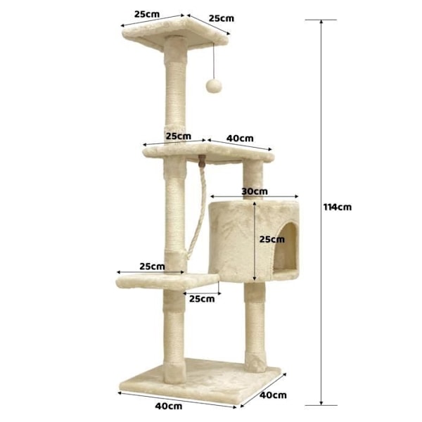 PALOMA Kattträd - 40x40x114cm - Beige