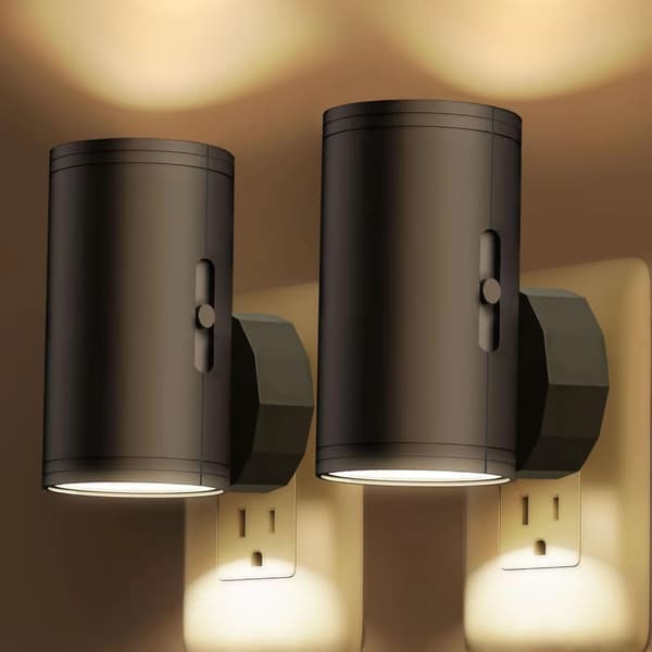 2-Pack LED Night Light with Plug – Dusk-to-Dawn Sensor, Adjustable 5–300 lm, 2700K Warm White, Dimmable for Kitchen & Hall-FQ-