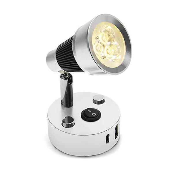 12V LED Wall Lamp for Versatile Indoor Lighting in Black and Silver with USB-A and USB-C Switch 3000-3500K