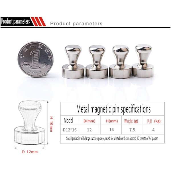 12 kpl Neodyymimagneetteja, Vahvat jääkaappimagneetit, Minimagneetit