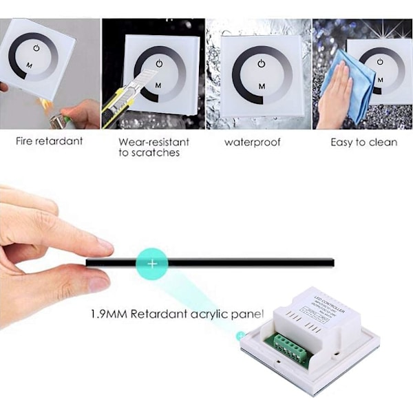 Touch Panel Controller Ljusstyrka Justerbar Dimmer för Enkel