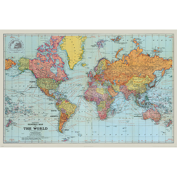 Stanfords General Map Of The World (Färg) - Världskarta