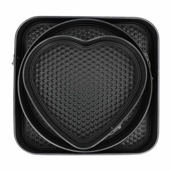 Bakformar i olika former - 3 springformar Svart-FQ-