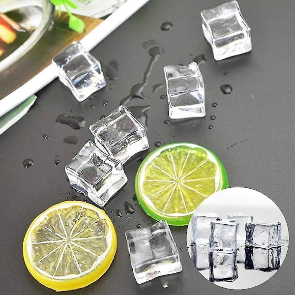 100 stk 18*18mm Kunstige Akryl Isbiter Transparent Falske Isbiter Diamant Plast Isbiter Falsk Knust Is for Hjeminnredning