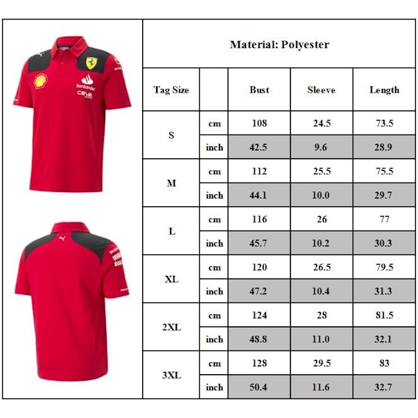 Ferrari F1 Team Poloshirt Herre Korthærmet T-shirt Tee Topper