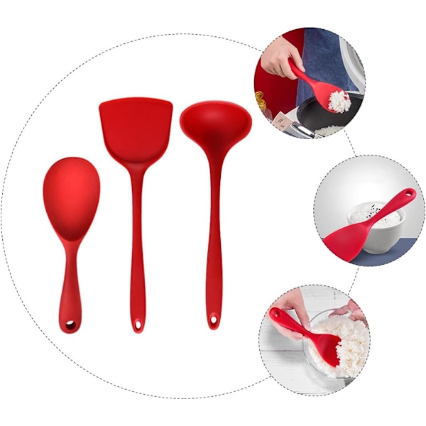 3 stk. Silikone Røreske Lang Nonstick Køkkenske Silikone